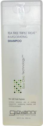 Giovanni, Tea Tree Triple Treat Invigorating Shampoo, 8.5 fl oz (250 ml) ,حمام، الجمال، الشامبو، الشعر، فروة الرأس، مكيف