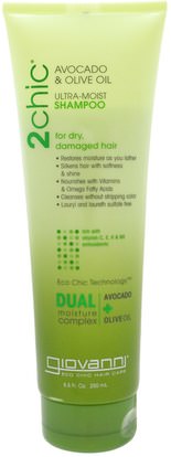 Giovanni, Ultra-Moist Shampoo, for Dry, Damaged Hair, Avocado & Olive Oil, 8.5 fl oz (250 ml) ,حمام، الجمال، دقة بالغة، فروة الرأس