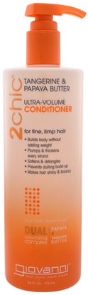 Giovanni, Ultra-Volume Conditioner, for Fine Limp Hair, Tangerine & Papaya Butter, 24 fl oz (710 ml) ,حمام، الجمال، دقة بالغة، فروة الرأس
