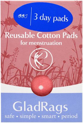 GladRags, Reusable Cotton Pads for Menstruation, 3 Pads ,حمام، الجمال، المرأة