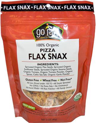Go Raw, Organic Flax Snax, Pizza, 3 oz (85 g) ,الغذاء، والوجبات الخفيفة، يمزج وجبة خفيفة، والمكملات الغذائية، بذور الكتان