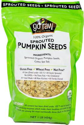 Go Raw, Organic Sprouted Pumpkin Seeds, 1 lb (454 g) ,الطعام، بذور المكسرات الحبوب، بذور اليقطين