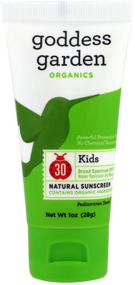 Goddess Garden, Organics, Kids, Natural Sunscreen, SPF 30, 1 oz (28 g) ,حمام، الجمال، واقية من الشمس، سف 30-45، والأطفال والطفل واقية من الشمس