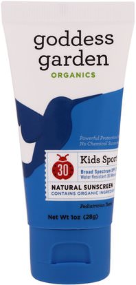 Goddess Garden, Organics, Kids Sport, Natural Sunscreen, SPF 30, 1 oz (28 g) ,حمام، الجمال، واقية من الشمس، سف 30-45، والأطفال والطفل واقية من الشمس