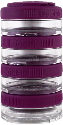GoStak, Portable Stackable Containers, Plum, 4 Pack, 40 cc Each ,المنزل، وأدوات المطبخ