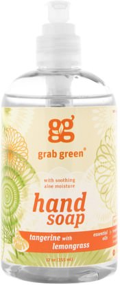 GrabGreen, Hand Soap, Tangerine with Lemongrass, 12 oz (355 ml) ,حمام، الجمال، الصابون
