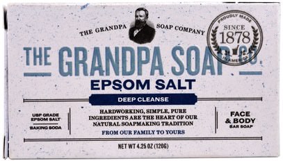 Grandpas, Face & Body Bar Soap, Deep Cleanse, Epsom Salt, 4.25 oz (120 g) ,حمام، الجمال، الصابون