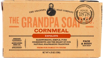 Grandpas, Face & Body Bar Soap, Exfoliate, Cornmeal, 4.25 oz (120 g) ,حمام، الجمال، الصابون