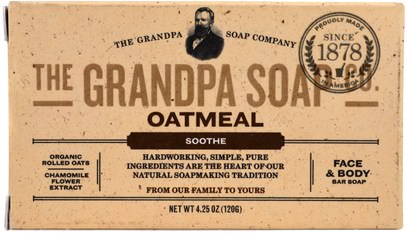 Grandpas, Face & Body Bar Soap, Soothe, Oatmeal, 4.25 oz (120 g) ,حمام، الجمال، الصابون