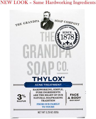 Grandpas, Face & Body Bar Soap, Thylox Acne Treatment,3.25 oz (92 g) ,الجمال، حب الشباب منتجات موضعية، والصابون