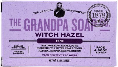 Grandpas, Face & Body Bar Soap, Tone, Witch Hazel, 4.25 oz (120 g) ,حمام، الجمال، الصابون