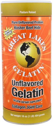 Great Lakes Gelatin Co., Beef Hide Gelatin, Collagen Joint Care, Unflavored, 16 oz (454 g) ,الغذاء، كيتو ودية، العظام، هشاشة العظام، الكولاجين