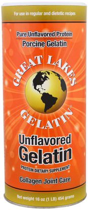 Great Lakes Gelatin Co., Porcine Gelatin, Collagen Joint Care, Unflavored, 16 oz (454 g) ,الغذاء، كيتو ودية، العظام، هشاشة العظام، الكولاجين