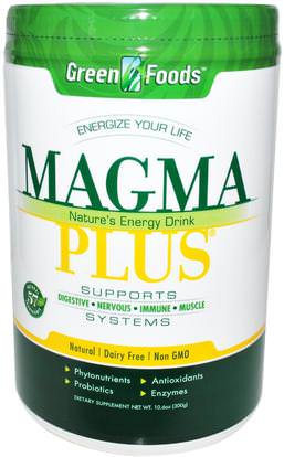Green Foods Corporation, Magma Plus, Natures Energy Drink, 10.6 oz (300 g) ,الصحة، مشروبات الطاقة مزيج، المكملات الغذائية، سوبرفوودس