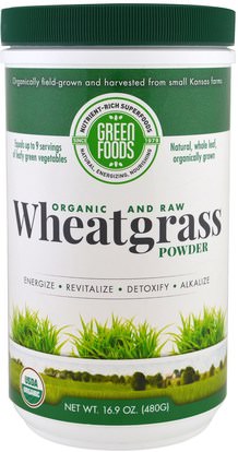 Green Foods Corporation, Organic and Raw Wheatgrass Powder, 16.9 oz (480 g) ,المكملات الغذائية، سوبرفوودس