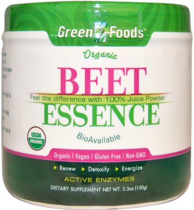 Green Foods Corporation, Organic Beet Essence, 5.3 oz (150 g) ,الأعشاب، الجذر مسحوق البنجر