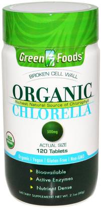 Green Foods Corporation, Organic Chlorella, 500 mg, 120 Tablets ,المكملات الغذائية، سوبرفوودس، الكلوريلا العضوية