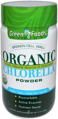 Green Foods Corporation, Organic Chlorella Powder, 2.1 oz (60 g) ,المكملات الغذائية، سوبرفوودس، مسحوق كلوريلا