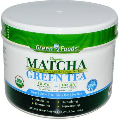 Green Foods Corporation, Organic Matcha Green Tea, 5.5 oz (156 g) ,الغذاء، الشاي العشبية، ماتشا الشاي الأخضر، المكملات الغذائية، مضادات الأكسدة، الشاي الأخضر