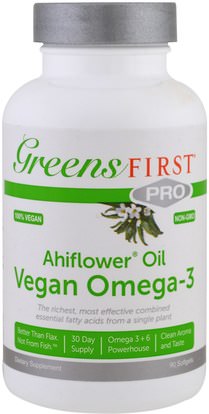 Greens First, Ahiflower Oil, Vegan Omega-3, 90 Softgels ,المكملات الغذائية، ايفا اوميجا 3 6 9 (إيبا دا)
