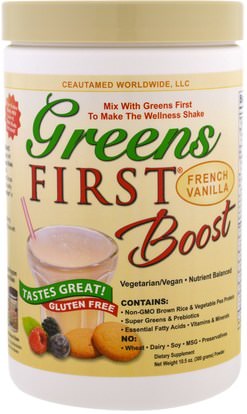Greens First, Boost, French Vanilla Powder, 10.5 oz (300 g) ,المكملات الغذائية، سوبرفوودس، الخضر