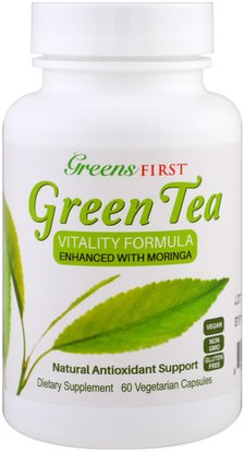 Greens First, Green Tea Vitality Formula, Enhanced with Moringa, 60 Veggie Caps ,والمكملات الغذائية، ومضادات الأكسدة