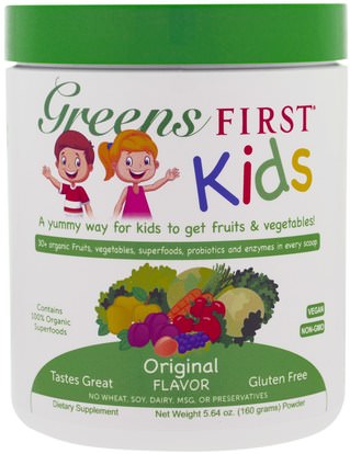 Greens First, Kids, Superfood Antioxidant Shake, Original, 5.64 oz (160 g) ,المكملات الغذائية، مضادات الأكسدة، صحة الأطفال