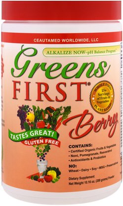 Greens First, Superfood Antioxidant Shake, Berry, 10.16 oz (288 g) ,المكملات الغذائية، سوبرفوودس، الخضر