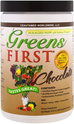 Greens First, Superfood Antioxidant Shake, Chocolate, 14.37 oz (407.64 g) ,والمكملات الغذائية، والصحة