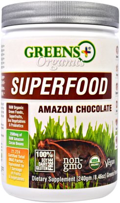 Greens Plus, Organics Superfood, Amazon Chocolate, 8.46 oz (240 g) ,المكملات الغذائية، سوبرفوودس
