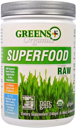 Greens Plus, Organics Superfood, Raw, 8.46 oz (240 g) ,المكملات الغذائية، سوبرفوودس