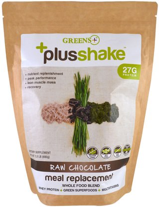 Greens Plus, Plusshake, Meal Replacement, Raw Chocolate, 1.5 lb (690 g) ,والمكملات الغذائية، والبروتين