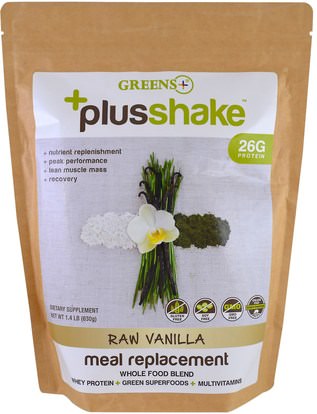 Greens Plus, Plusshake, Meal Replacement, Raw Vanilla, 1.4 lb (630 g) ,والمكملات الغذائية، والبروتين