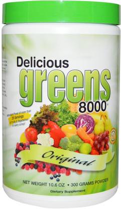 Greens World, Delicious Greens 8000, Original, 10.6 oz (300 g) Powder ,المكملات الغذائية، سوبرفوودس، الخضر