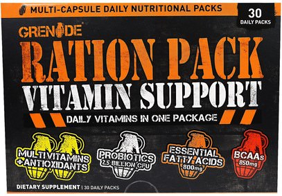 Grenade, Ration Pack Vitamin Support, 30 Daily Packs ,المكملات الغذائية، مضادات الأكسدة، الفيتامينات