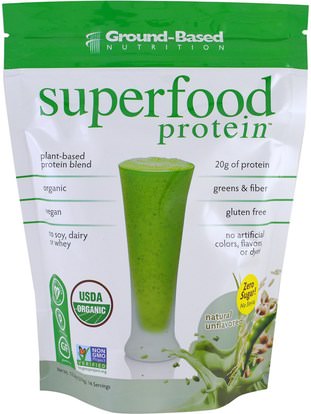 Ground Based Nutrition, Organic Superfood Protein, Natural Flavored, 13.2 oz (374 g) ,المكملات الغذائية، سوبرفوودس، مضادات الأكسدة