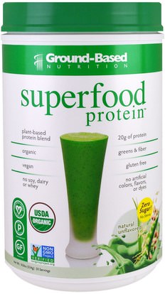 Ground Based Nutrition, Organic Superfood Protein, Natural Unflavored, 18.8 oz (534 g) ,المكملات الغذائية، سوبرفوودس، مضادات الأكسدة