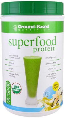 Ground Based Nutrition, Organic Superfood Protein, Pure Vanilla, 20.1 oz (570 g) ,المكملات الغذائية، سوبرفوودس، مضادات الأكسدة