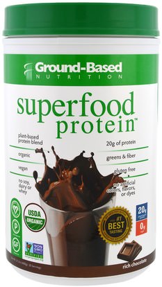 Ground Based Nutrition, Organic Superfood Protein, Rich Chocolate, 21.2 oz (600 g) ,المكملات الغذائية، سوبرفوودس، مضادات الأكسدة