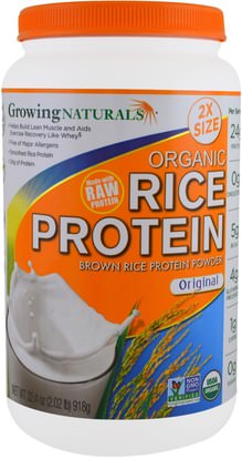 Growing Naturals, Organic Rice Protein, Original, 32.4 oz (918 g) ,المكملات الغذائية، البروتين، مسحوق بروتين الأرز، بروتين الأرز