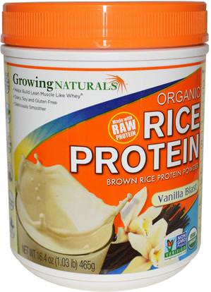 Growing Naturals, Organic Rice Protein, Vanilla Blast, 16.4 oz (465 g) ,المكملات الغذائية، البروتين، مسحوق بروتين الأرز