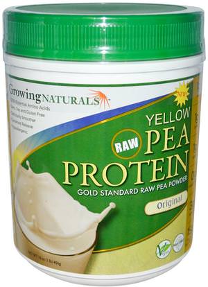 Growing Naturals, Yellow Pea Protein, Original, 16 oz (456 g) ,المكملات الغذائية، البروتين، بروتين البازلاء