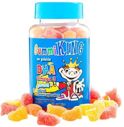 Gummi King, DHA Omega-3 Gummi for Kids, 60 Gummies ,المكملات الغذائية، إيفا أوميجا 3 6 9 (إيبا دا)، أوميغا 369 غوميز، صحة الأطفال، أطفال غوميز