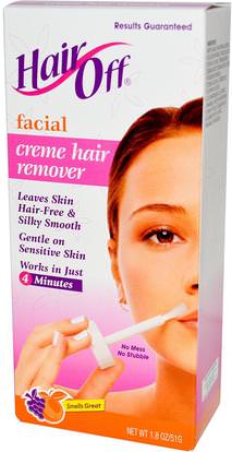 HairOff, Facial, Cream Hair Remover, 1.8 oz (51 g) ,حمام، الجمال، الحلاقة، شرائط الشمع إزالة الشعر، العناية بالوجه