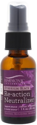 Harmonic Innerprizes, Etherium Black, Re-Action Neutralizer, 1 fl oz (30 ml) ,المكملات الغذائية، المعادن، المعادن موناتوميك، إيثريوم
