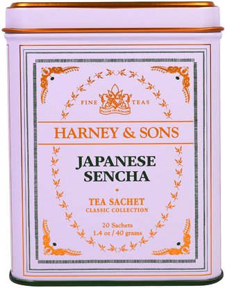 Harney & Sons, Japanese Sencha Tea Sachet, 20 Sachets, 1.4 oz ( 40 g) ,الغذاء، الشاي العشبية، الشاي سينشا، المكملات الغذائية، مضادات الأكسدة، الشاي الأخضر