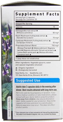 الصحة، دعم الكظرية Gaia Herbs, Adrenal Health, Nightly Restore, 60 Vegan Liquid Phyto-Caps