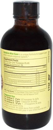 والصحة، والحساسية، والحساسية، وصحة الأطفال، وملاحق الأطفال ChildLife, Essentials, Aller-Care, Natural Grape Flavor, 4 fl oz (118.5 ml)