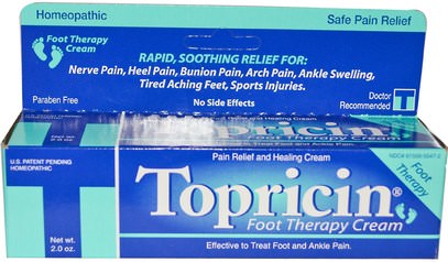 والصحة، ومكافحة الألم، قدم الرعاية القدم Topricin, Foot Therapy Cream, Pain Relief and Healing Cream, 2 oz