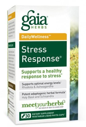 والصحة، ومكافحة الإجهاد Gaia Herbs, Stress Response, 30 Veggie Liquid Phyto-Caps